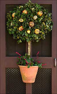 Christmas decoration on door