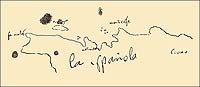 Believed to be by Columbus's own hand, this map sketched the island of Hispaniola, with Navidad marked on the north shore.