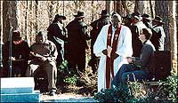 A service honoring buried slaves at the Utopia slave quarter