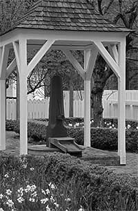 Water pumps, like this one at the Morton House, would not have been part of an 18th-century decorative garden.