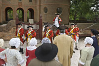 Arnold, now General Arnold in His Majesty’s army, confronts patriots of Williamsburg, who consider him a traitor to the cause of freedom.