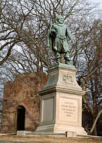 A Jamestown Island statue erected in honor of Captain John Smith.