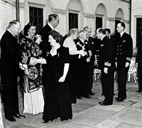 At the Inn, Abby Aldrich and John D. Rockefeller Jr. to the right of Kenneth Chorley, the tall foundation president.